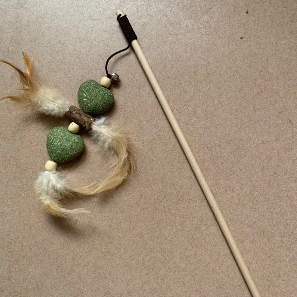 赛级猫咪逗猫棒实木柄弹簧铃铛可替换头耐咬解闷神器