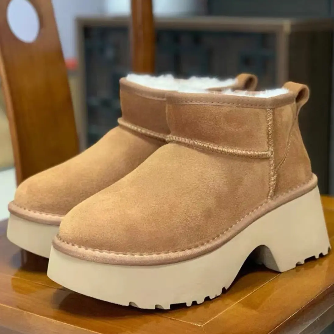 0779厚底保暖雪地靴女短筒加厚粗跟防滑耐磨冬季时尚