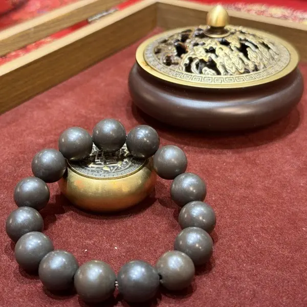 非金属布艺手链 天然玄黄砭石手串（卡14mm）