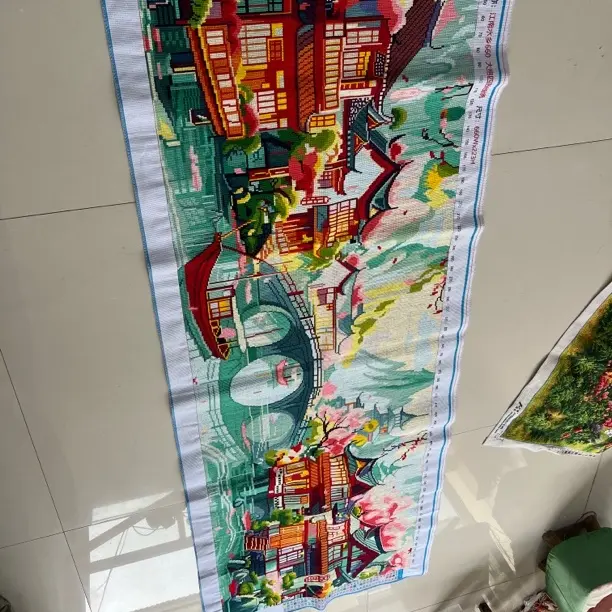 江南水乡十字绣纯手工十字绣成品绣好的风景山水满绣客厅卧室装饰