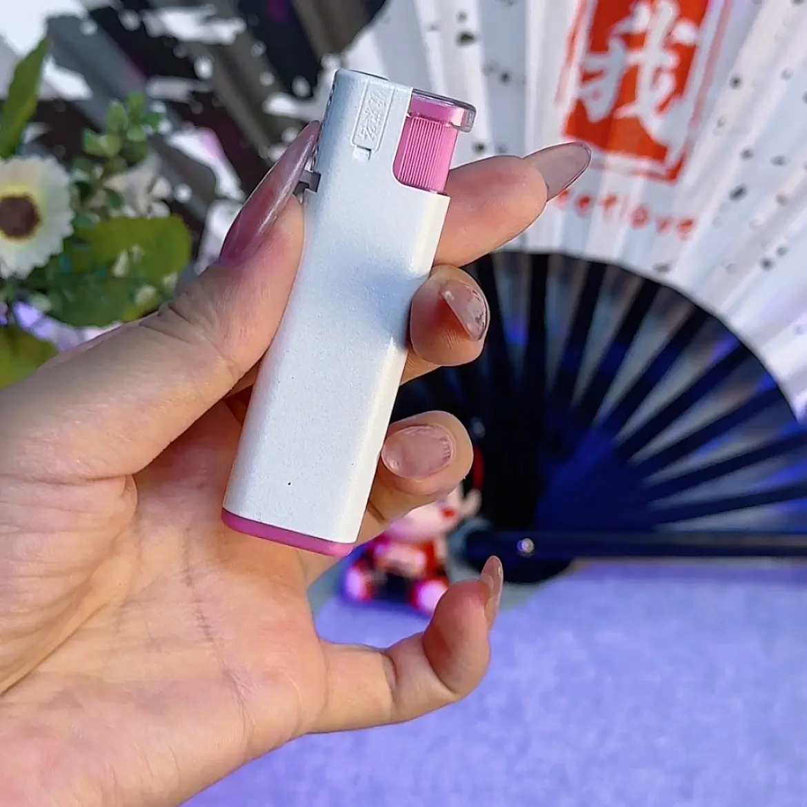 金属小翻盖磨砂机身蓝焰直冲防风可充气按压翻盖打火机送男友礼物