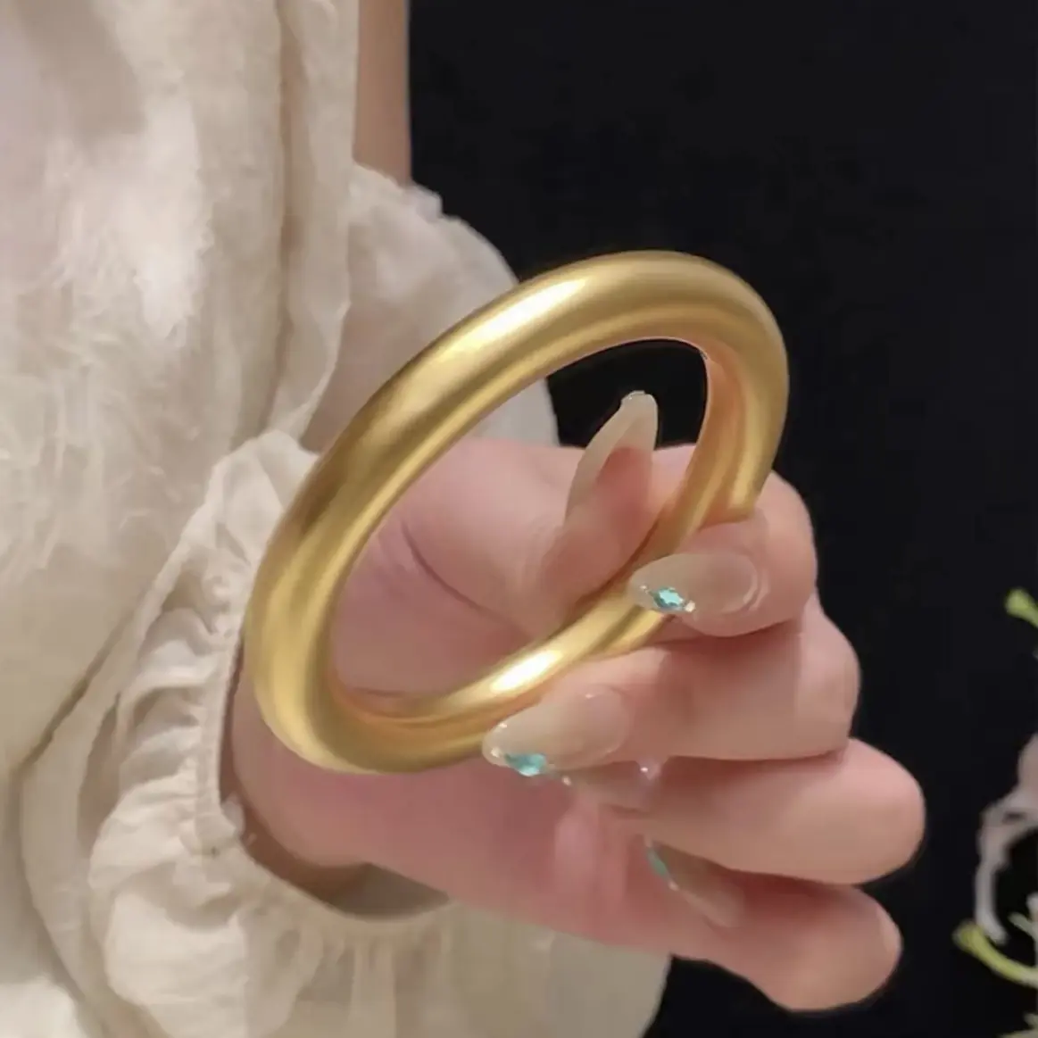 铜合金手镯 金店同款10mm传承素圈手镯女新中式国风简约百搭手环