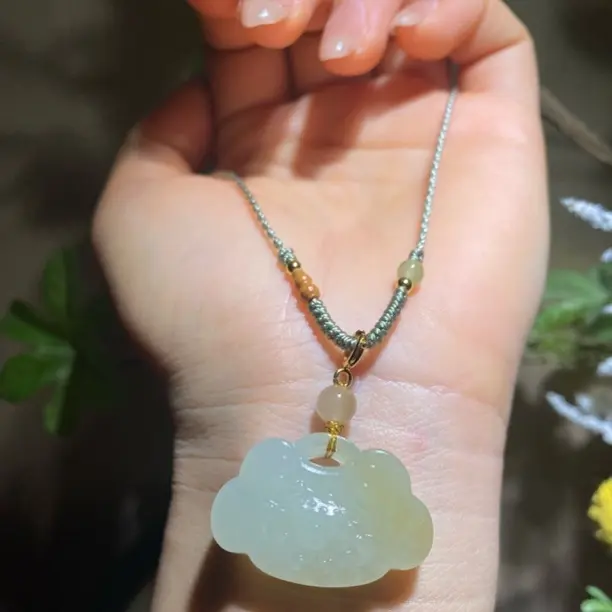 【橦芯珠宝】和田玉未镶嵌吊坠(不含链)祥云福锁糖白