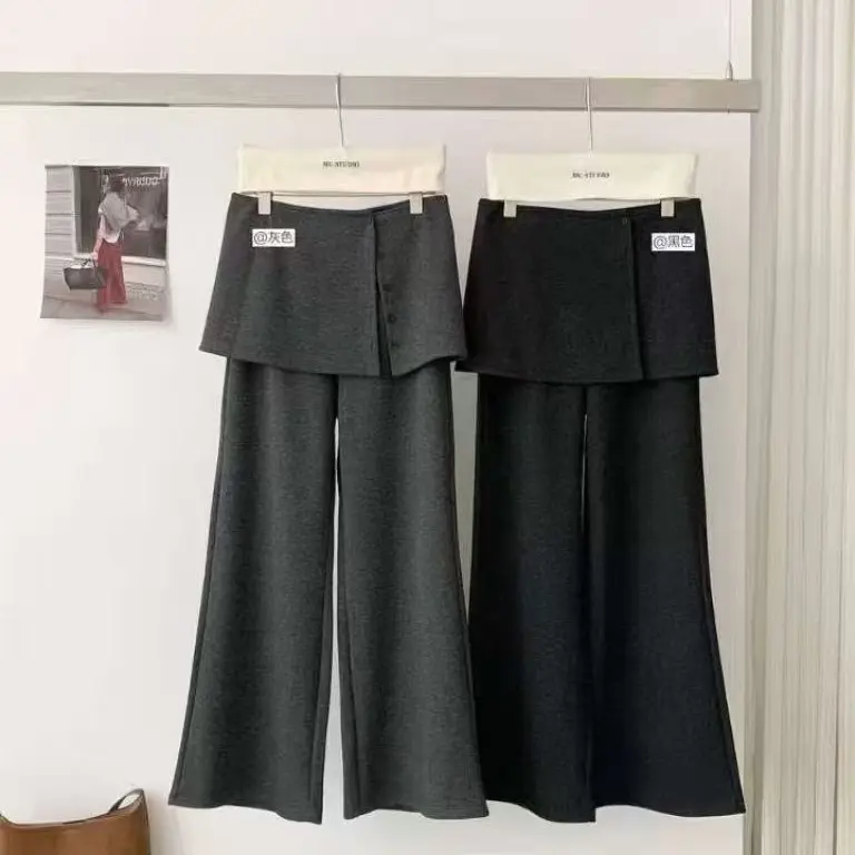 加绒加厚韩系可拆卸屁帘裤女冬季新款显瘦微喇裤时髦洋气长裤