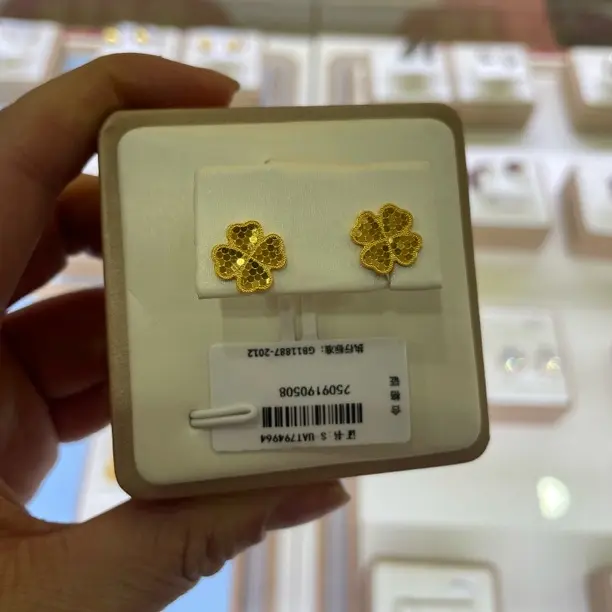 足银耳饰 足银耳饰 999金银星星耳钉