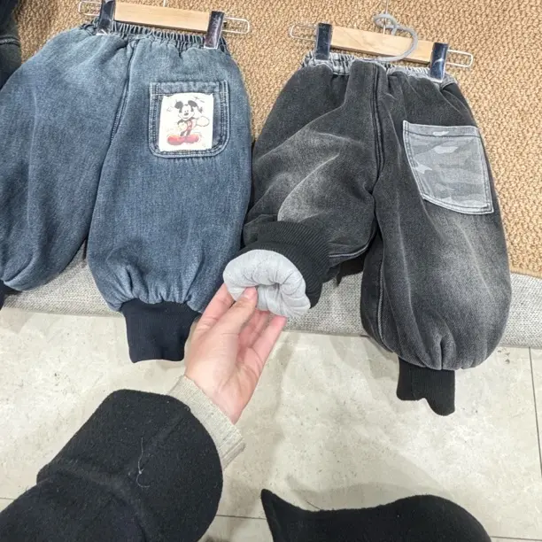 冬季新款韩版加绒宽松百搭牛仔裤蚕丝棉裤