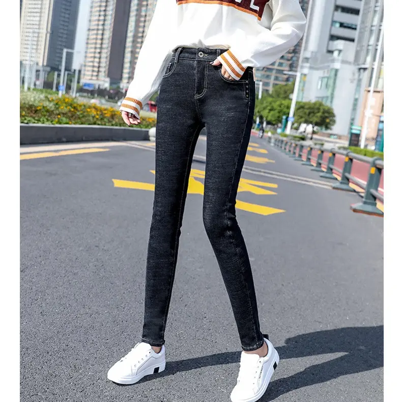 图片仅展示非实物秋冬新款黑色小脚牛仔裤女修身显瘦弹力紧身裤