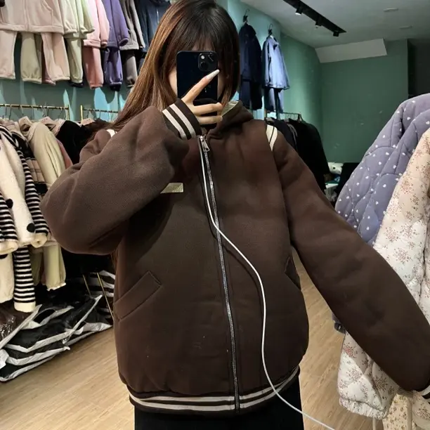 连帽加绒加厚棒球服