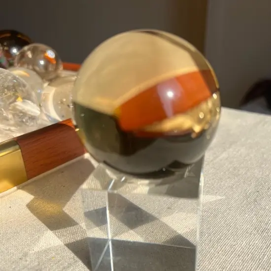 天然色无优化无烤色巴西黄水晶球6.18cm居家办公室书房财位摆件