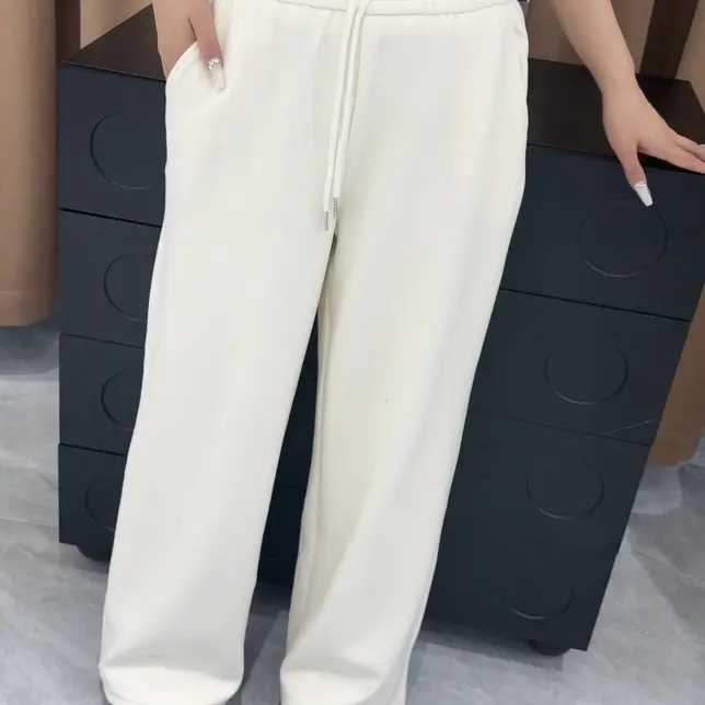 2025冬季新款加绒时尚百搭阔腿羊绒直筒裤2129-1