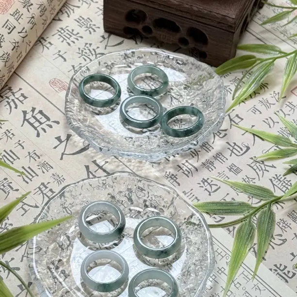 新品天然A货冰糯种蓝水翡翠戒指玉指环戒圈戒指玉石