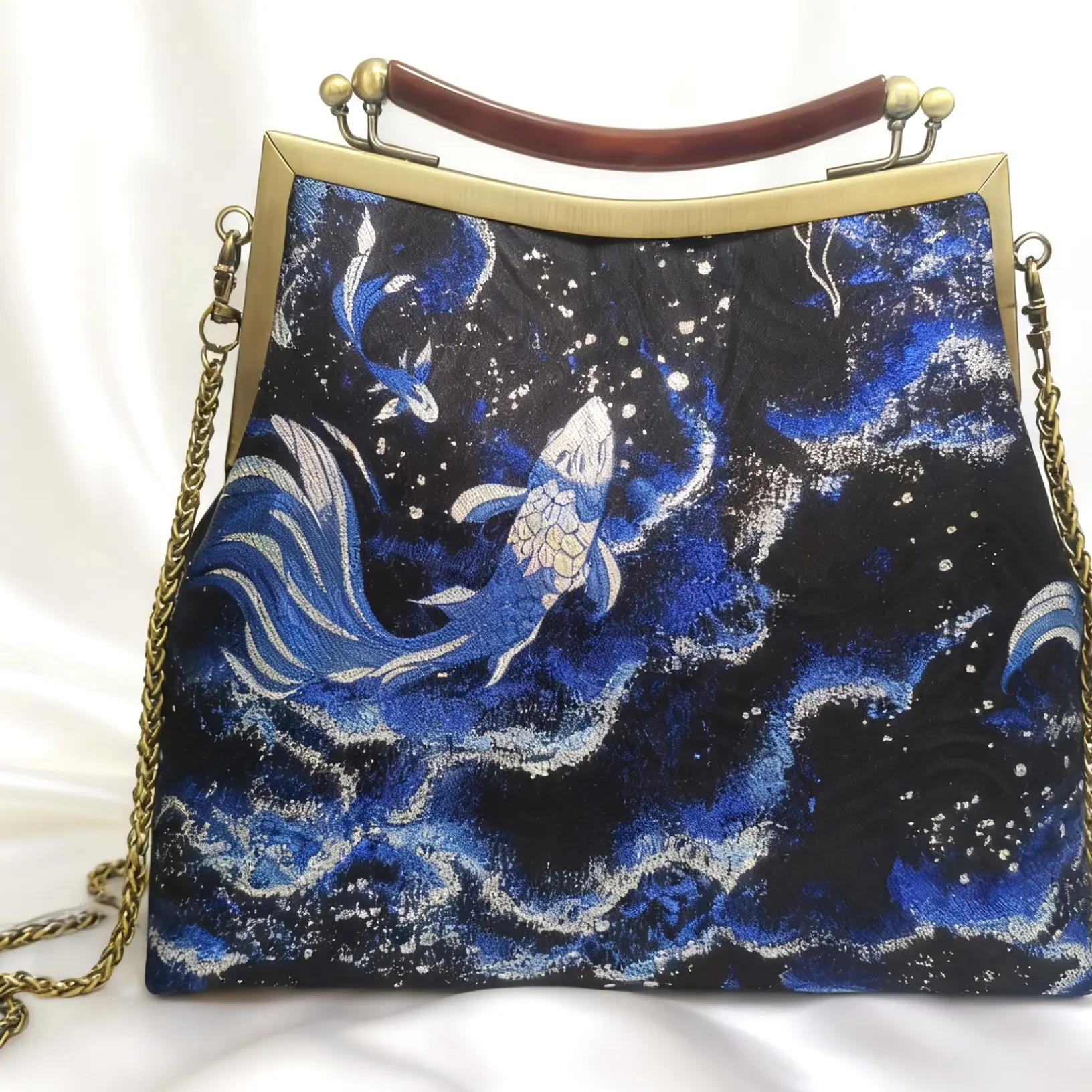 名家宋锦纯手工包包气质优雅轻奢文艺口金手提包挎包