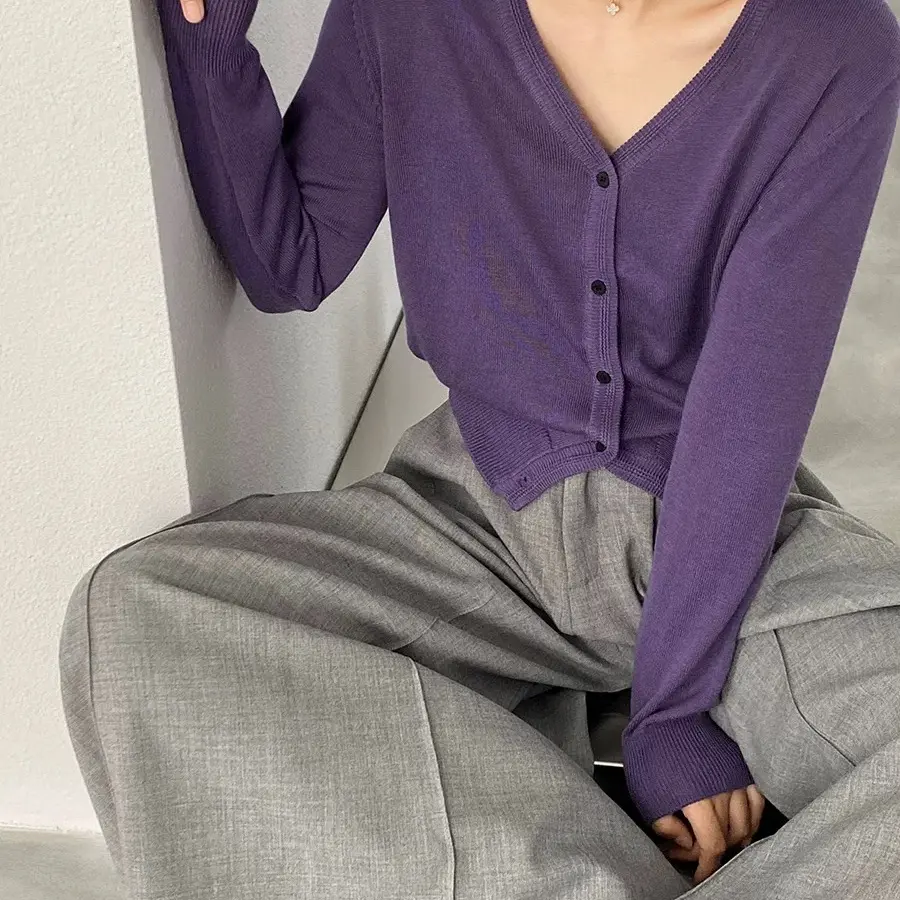 【仅今晚】韩系休闲简约V领针织开衫女秋减龄百搭长袖上衣