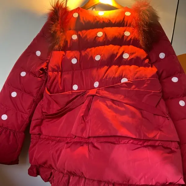 红色毛领冬季显瘦炸街A字版蓬蓬娃娃版保暖