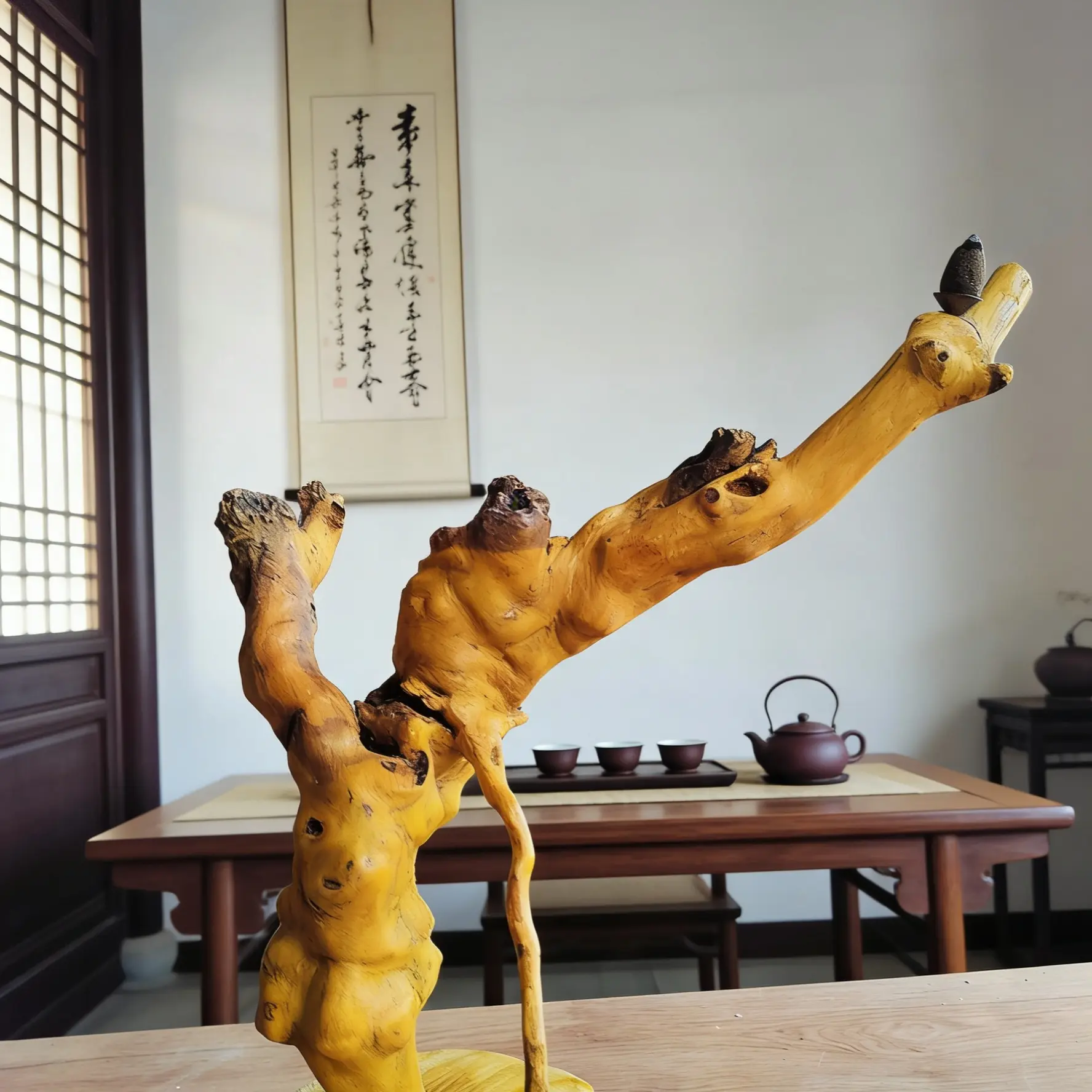 黄荆老桩倒流香摆件纯手工简约书房客厅茶室禅意静心香薰观景