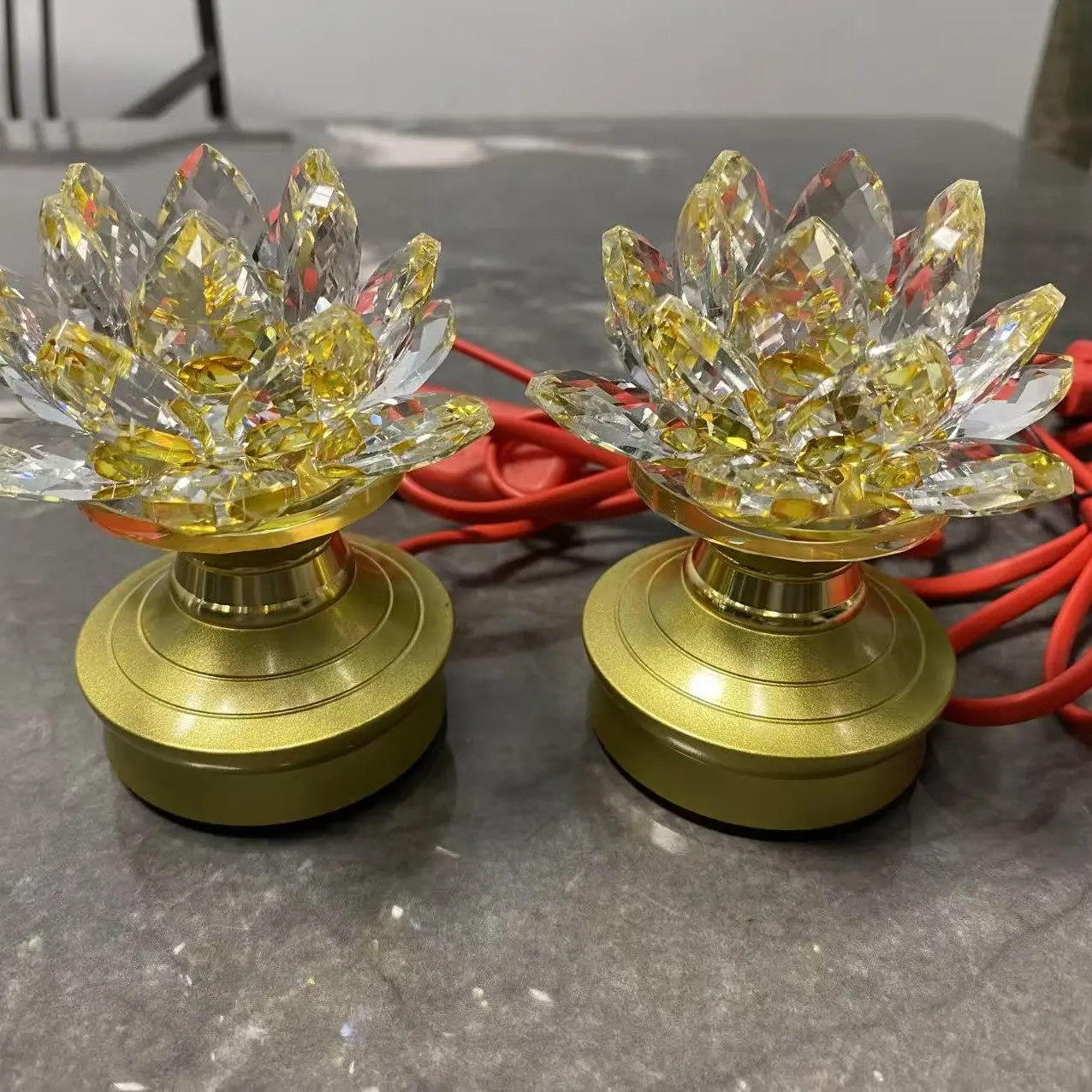家用七彩LED莲花灯佛堂供灯插电电池两用长明灯佛前观音灯