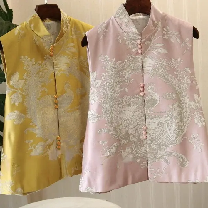 新中式国风重工刺绣立领女士马甲