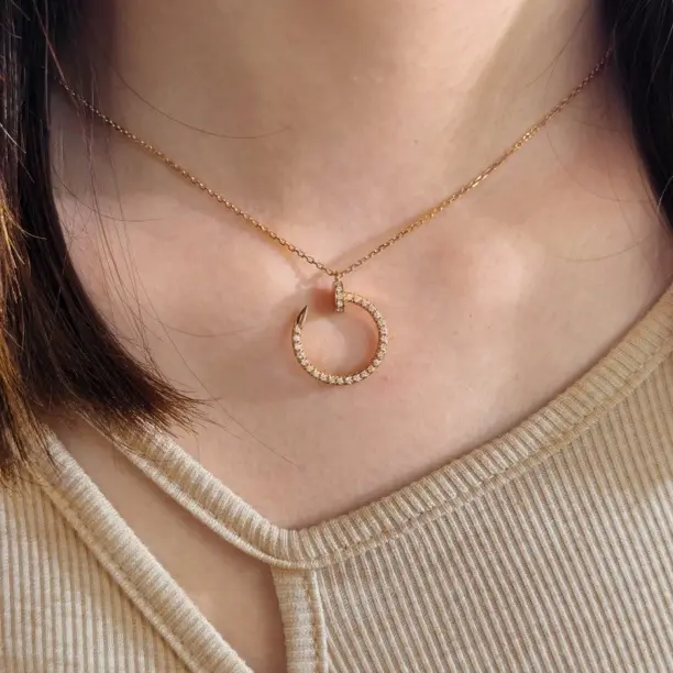 18k金钻石满钻钉子项链