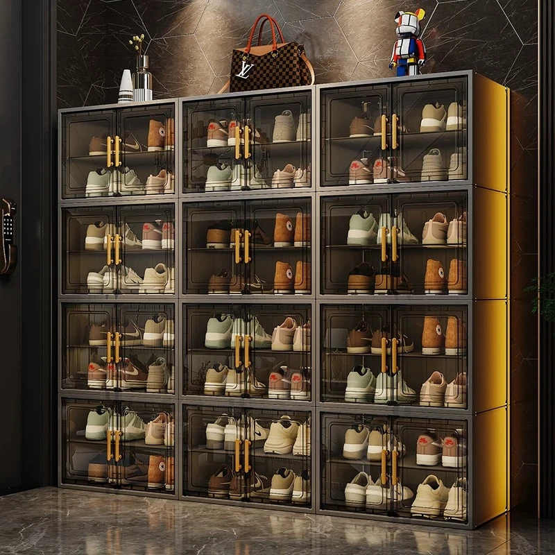 多层家用鞋柜门口大容量鞋盒简易鞋架子防尘透明入门出租房占地小