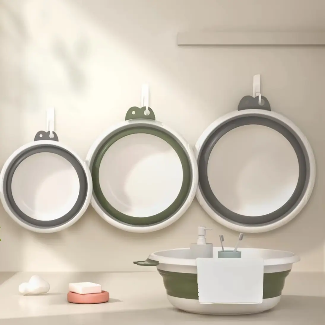 加厚便携式可折叠塑料盆家用学生宿舍旅行适用