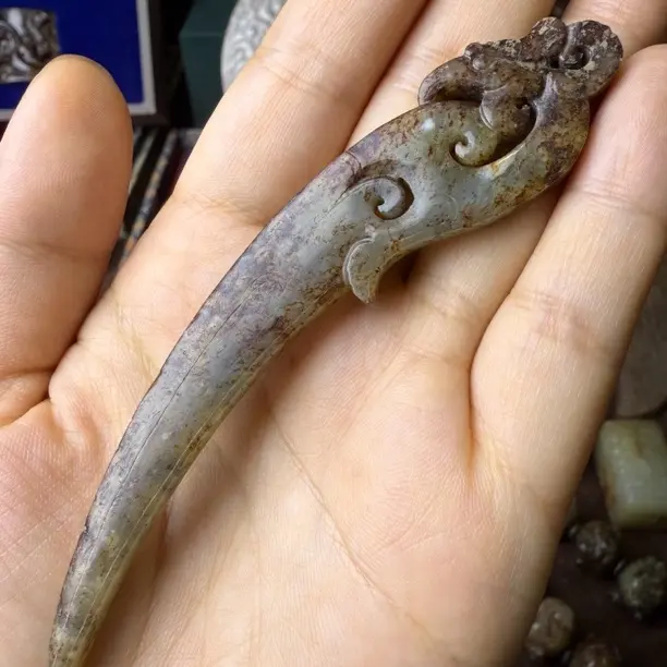 龙凤呈祥刀簪双面立体雕纯手工