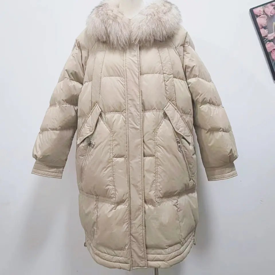 中长款女冬季韩版大毛领羽绒服