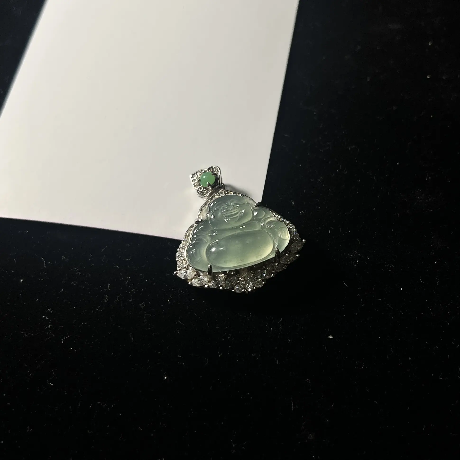 天然A货翡翠佛公吊坠 S925银镶嵌轻奢挂坠