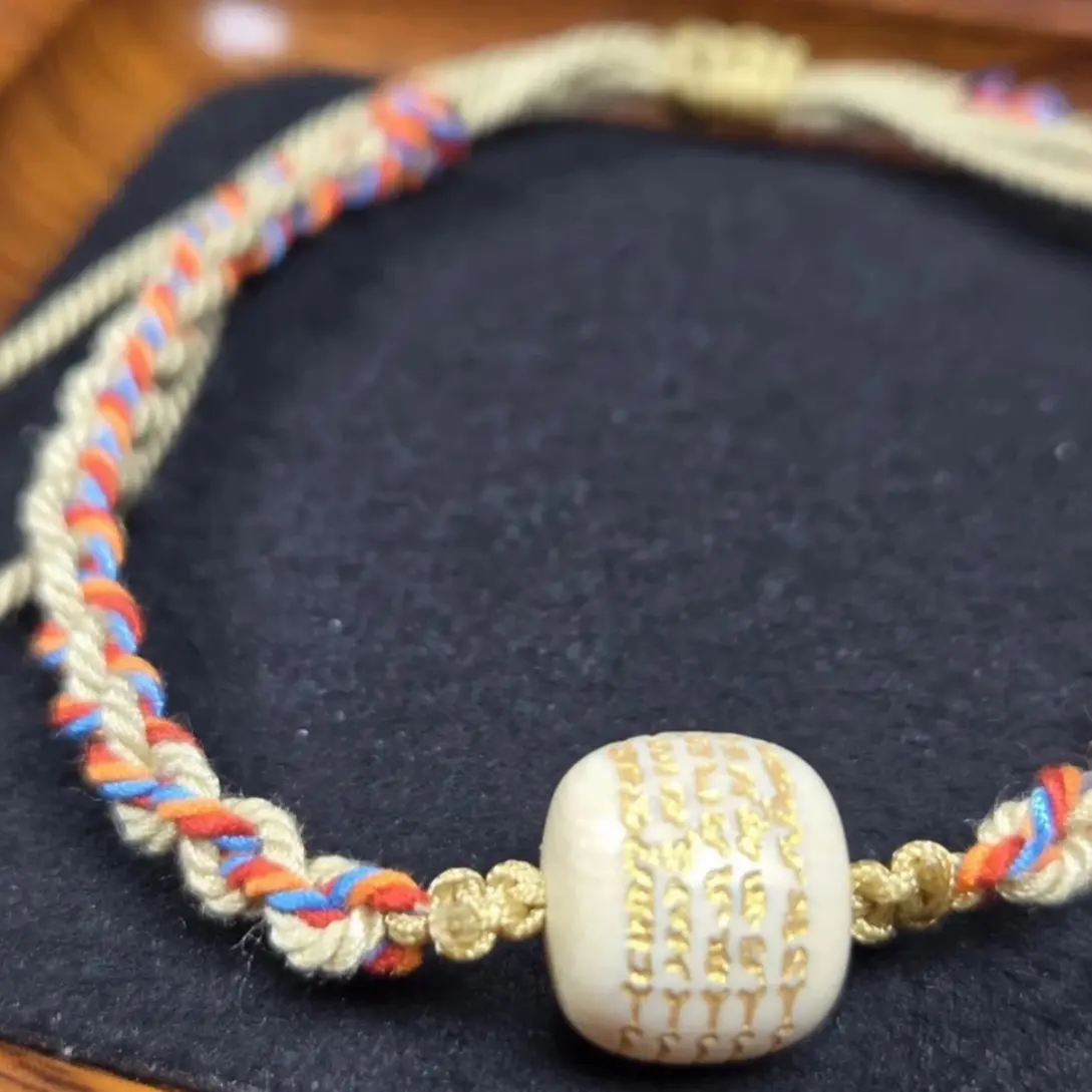 天然猛犸牙五条经文桶珠文玩饰品支持鉴定