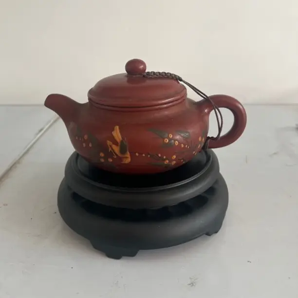 宜兴手工紫砂壶原矿大红袍泥绘仿古功夫茶壶茶具家用泡茶壶套装