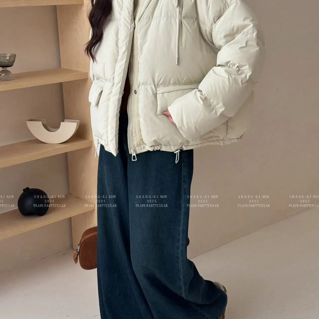 燕飞舞女装羽羽连帽短款加厚保暖韩系宽松显瘦女士外套