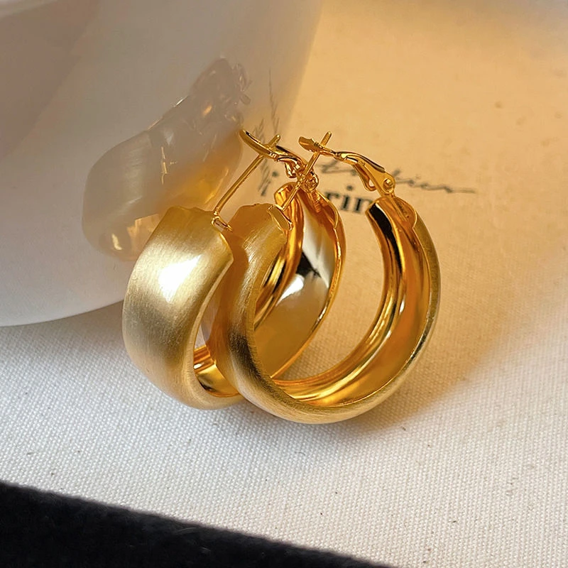 合金耳饰 哑光拉丝耳环耳钉女轻奢高级感小众独特气质R047