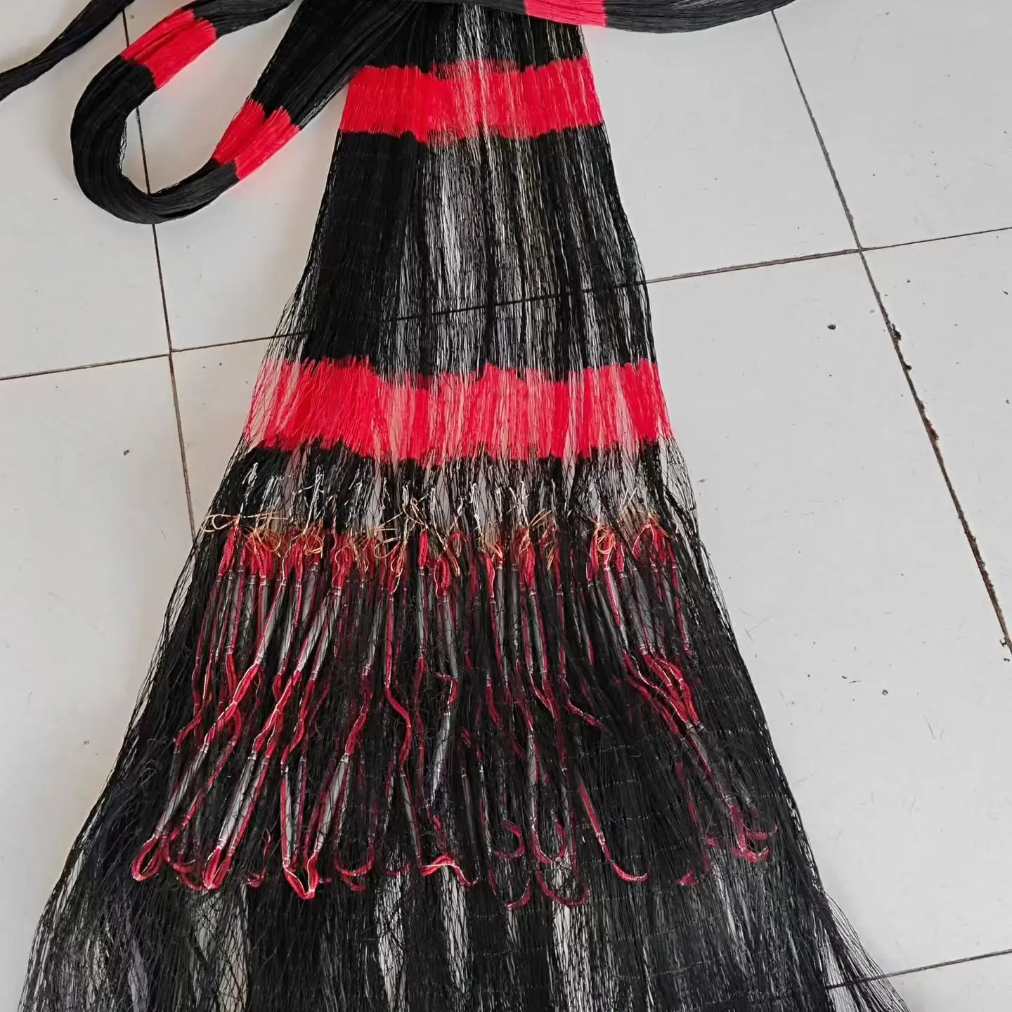 原丝黑红4遍2指4米8斤大力马线纯手工编织渔网