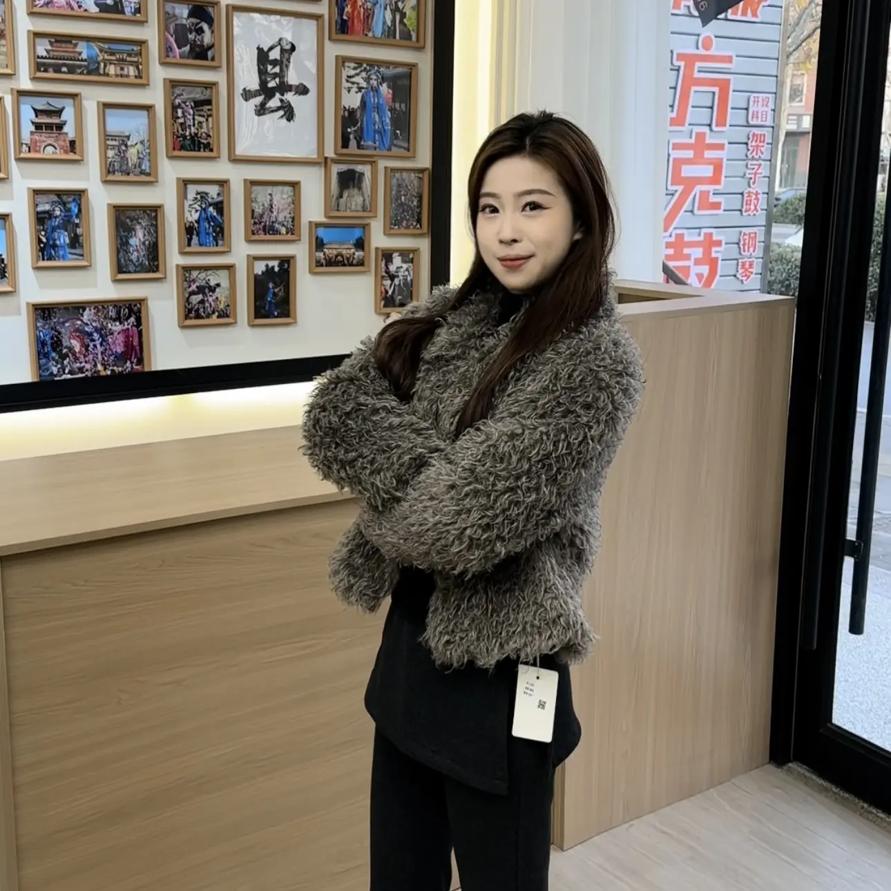 短款立领卷卷毛环保绒感加厚保暖女韩版冬季显瘦百搭毛毛外套