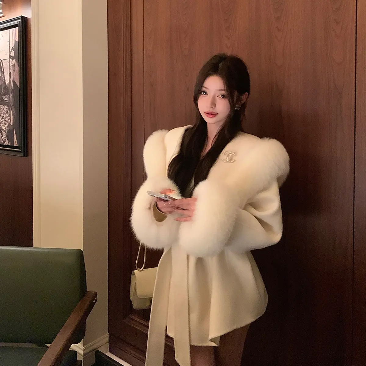 雪宝新款新款升级高品质超大双面大衣秋冬显瘦高级感外套