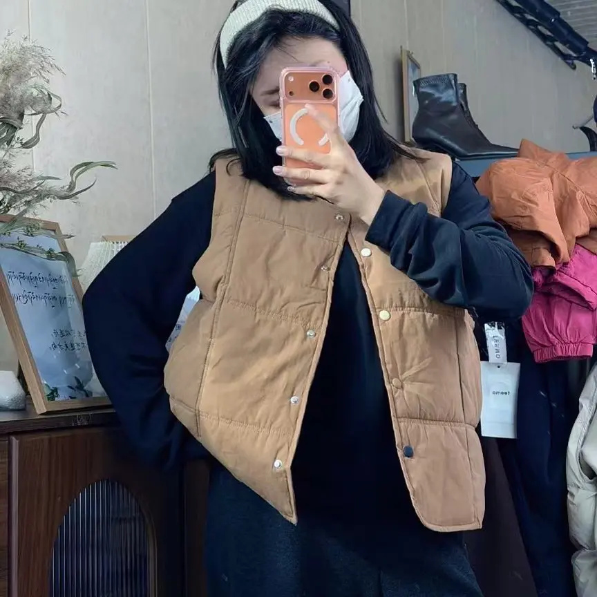 常规款女水洗厚款冬季文艺风马夹保暖网红休闲短款