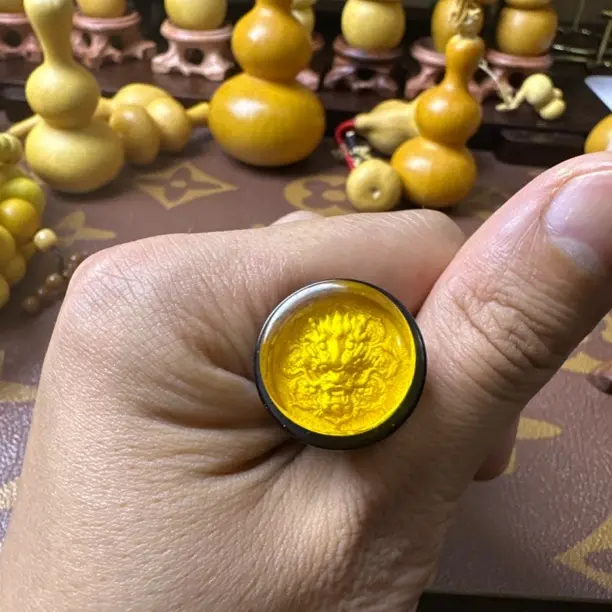 文玩葫芦阴雕镶口成品口可直接使用