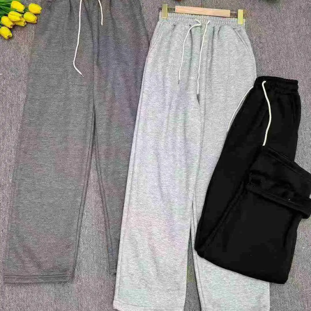 冬季加绒宽松显瘦直筒休闲裤