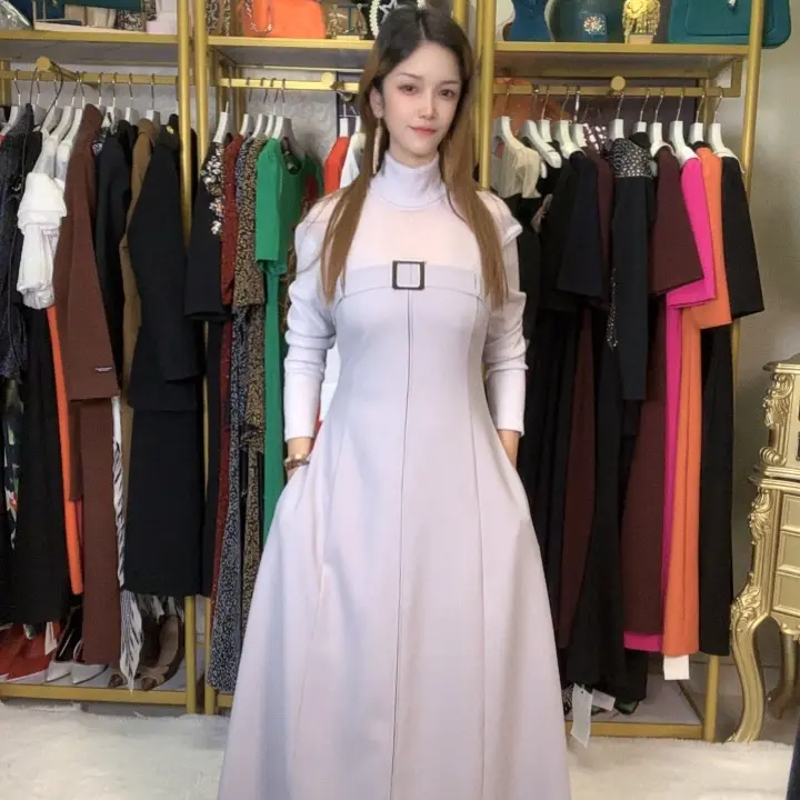 时尚法式复古收腰显瘦连衣裙10