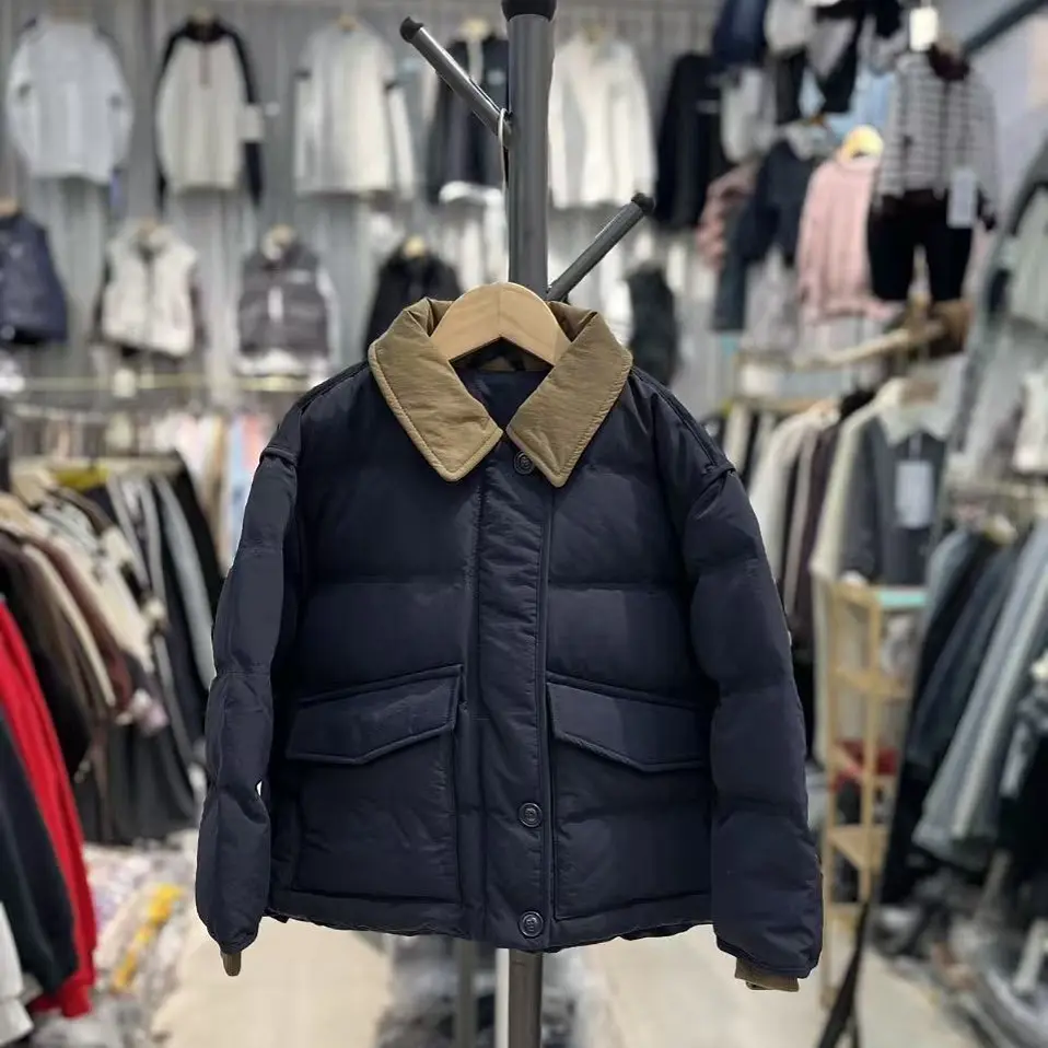 冬季新款儿童潮流羽绒服中性男女童方领宽松巴恩风款长袖百搭无帽