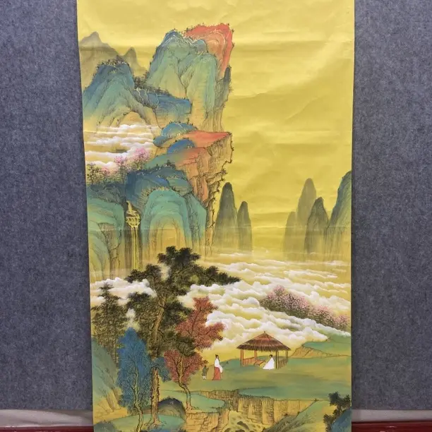 国画仿古山水70/140尺寸松山访友图
