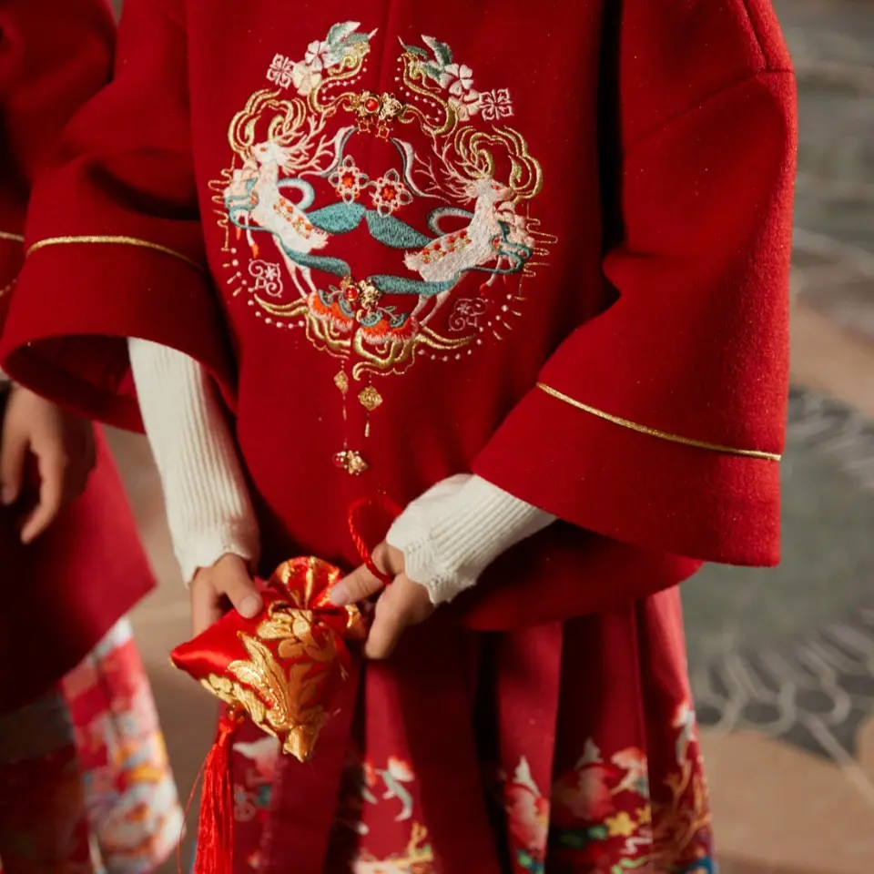 过年服新款女童冬季加厚喜庆新中式国风拜年服外套