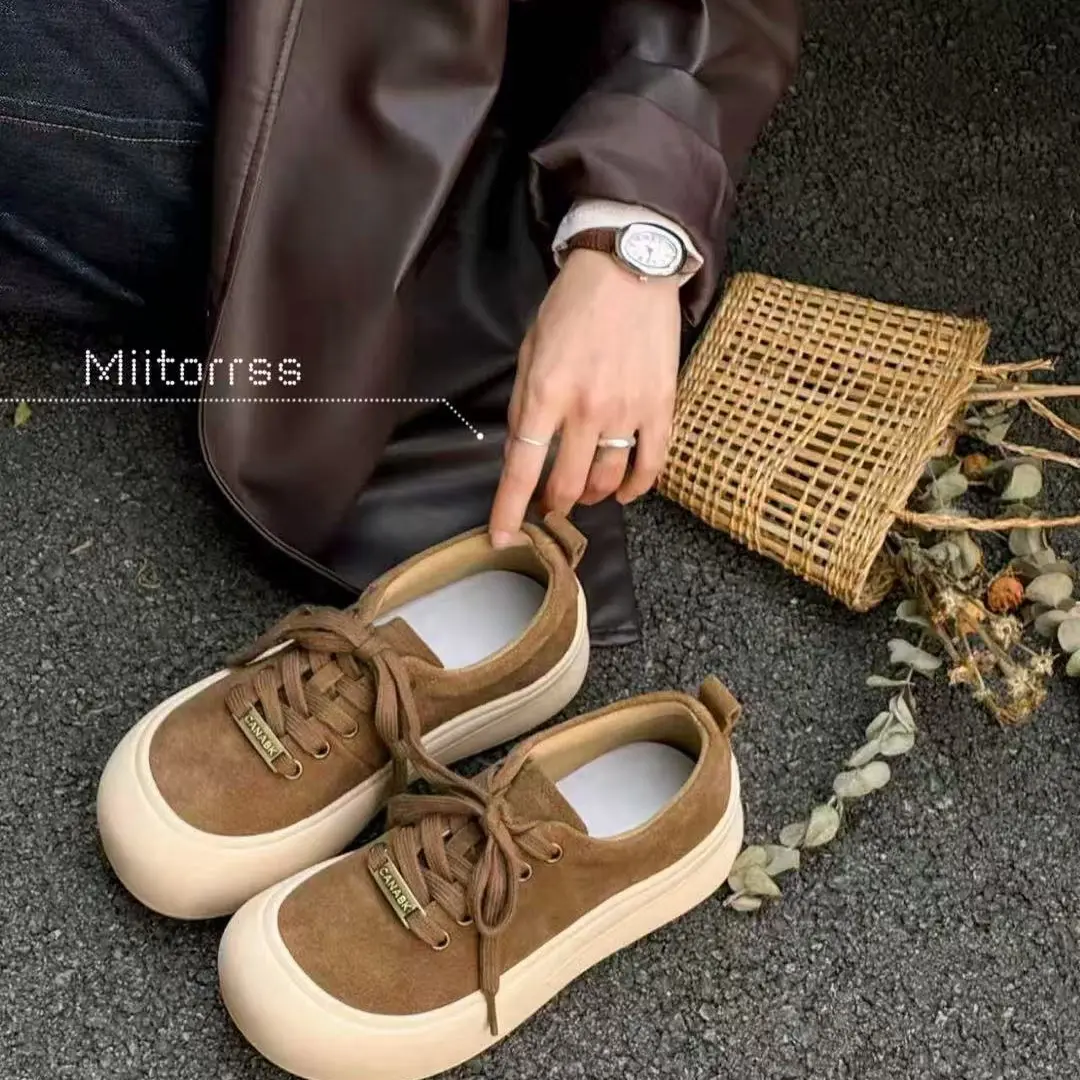 真皮女鞋ins潮秋冬韩版豹纹软底厚底增高休闲板鞋