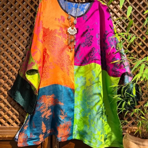 复古老软缎拼接提花双层卫衣