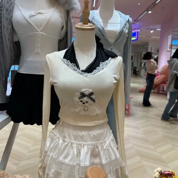 小狗派对纯欲风性感针织罩衫挂脖秋季甜美连衣裙