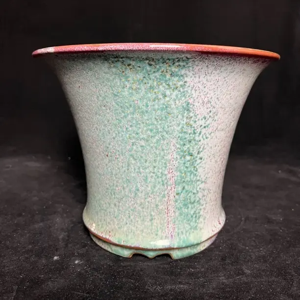 冰裂釉斗笠圆盆，适合绿植盆景的创意简约风格花盆