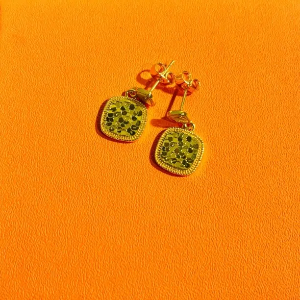 耳饰 J3426经典黄色碎冰冰几方耳钉