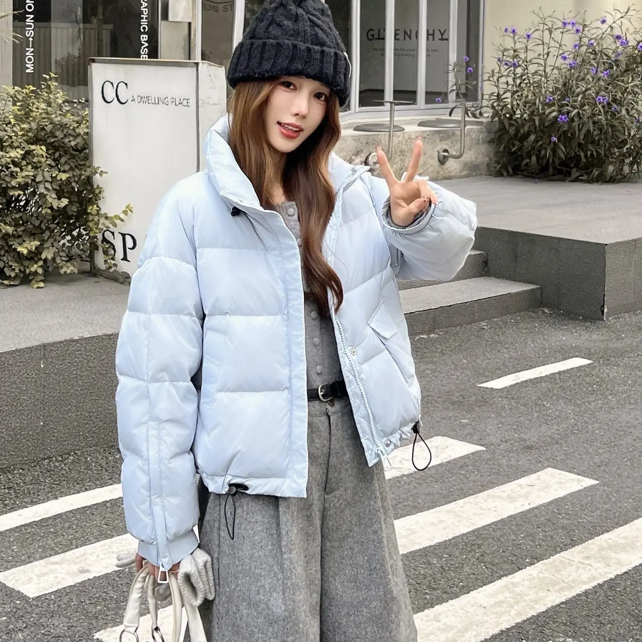 VVFUSHI 12573冬季新款时尚百搭立领保暖羽绒服外套