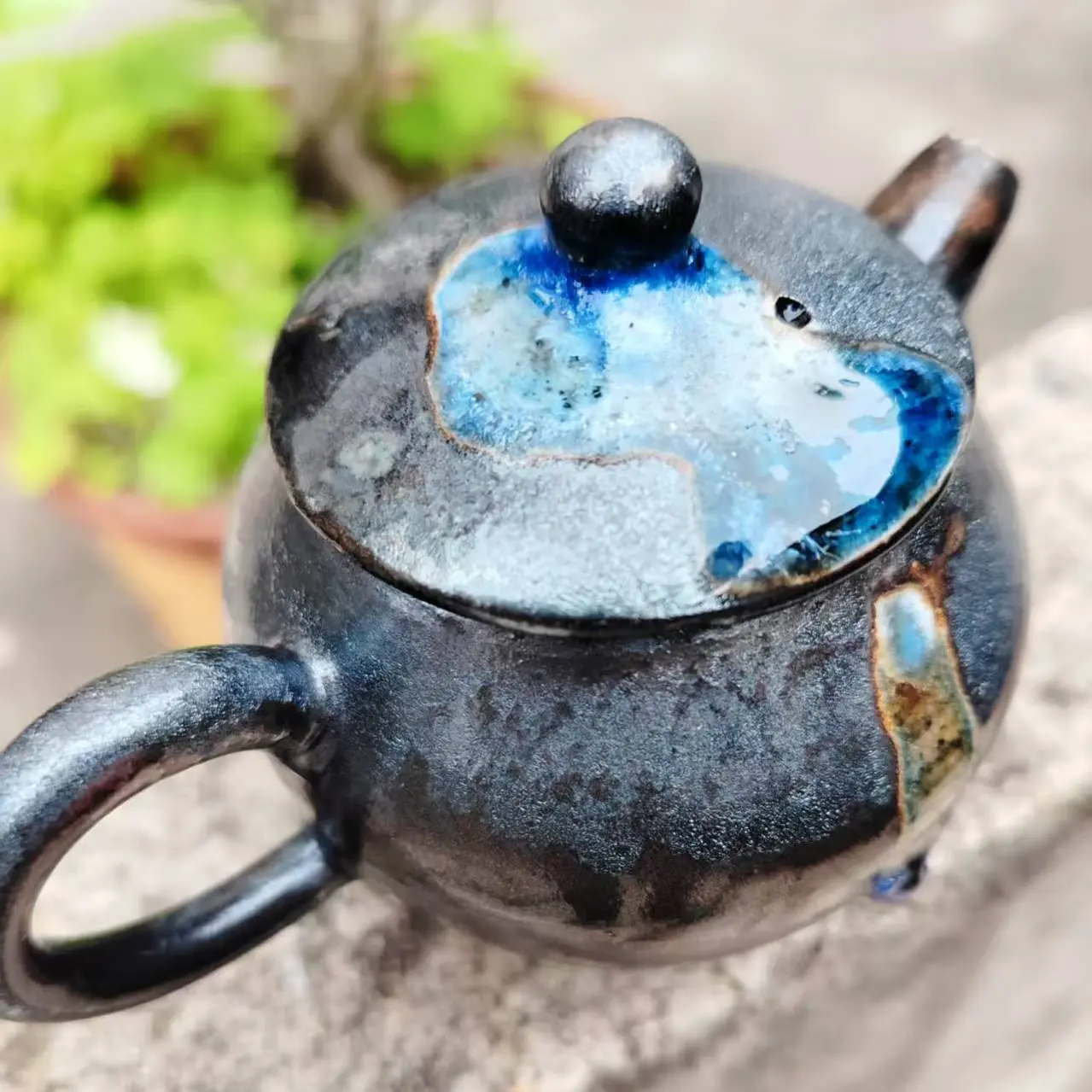 沙金釉窑变天目单个茶壶大容量西施壶茶具家用泡茶专用陶瓷手抓壶