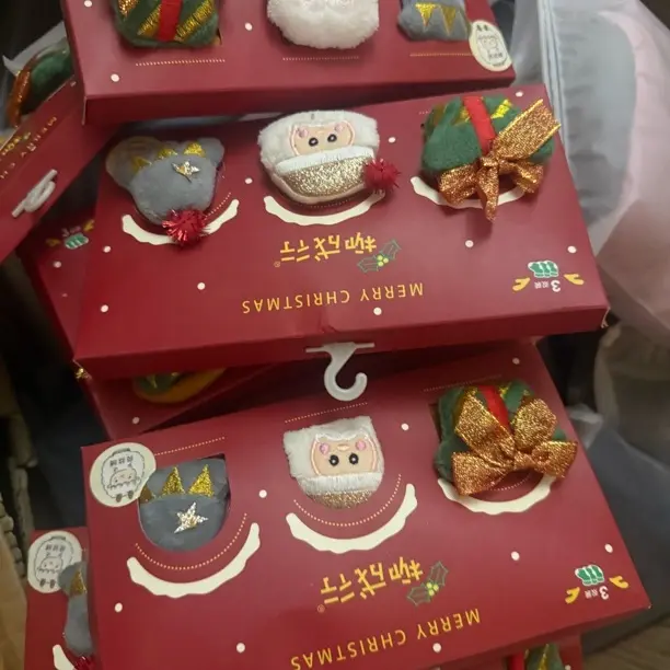 宝宝秋冬加厚加绒中筒圣诞地板袜