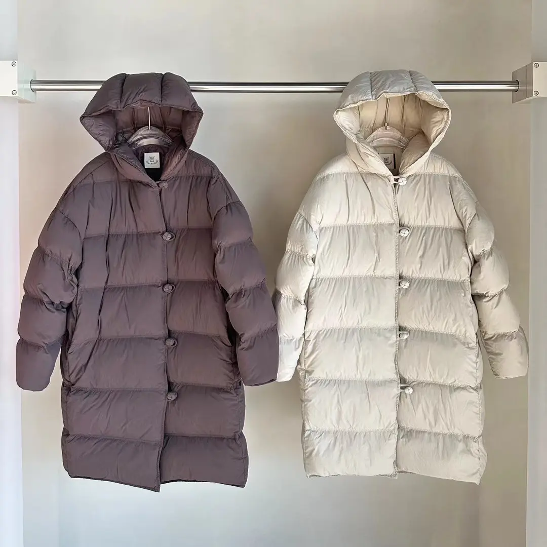 cicicoco猫头鹰编织扣饰连帽中长款加厚保暖鹅绒服